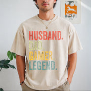 Gamer Dad Legend Husband Father's Day Vintage Washed T-Shirt in Beige