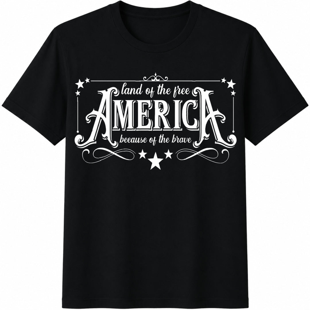 America Land of Free Cotton T-Shirt in Black