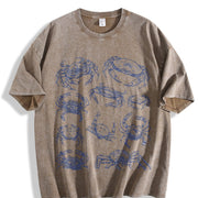 Crab 90s Tattoo Retro ® Y2k Beach Marine Vintage Washed T-Shirt in Brown