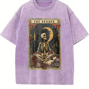 The Reader Tarot Skeleton vintage washed oversized T-shirt in Purple