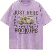 Just Here for the Hookups RV Vintage Washed T-Shirt in Purple