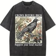 Stylish Premium WaxPrinted Retro Perfect for Wear5happy Vintage Washed T-Shirt in Black