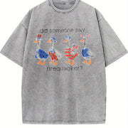 Firequacker Goose 4th of July Vintage Washed T-Shirt in Gray