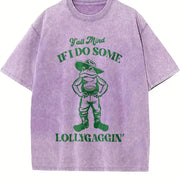 Y'all Mind If I Do Some Lollygaggin' Retro Farmer Frog 90s Vintage Washed T-Shirt in Purple