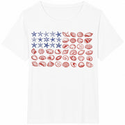 USA Coastal Shell American Flag Sea Shell Cotton T-Shirt in White
