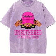 Unbothered Black Woman African American Afro Queen vintage washed oversized T-shirt in Purple