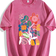 Short-sleeve Spring Vintage Washed T-Shirt in Red