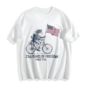 America 250 Years Patriotic Cotton T-Shirt in White