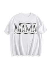 Mama Letter Cotton T-Shirt in White