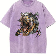Retro 90s T-rex Dino Retro 2000s Nature Dinosaur Vintage Washed T-Shirt in Purple