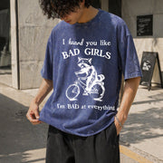I Heard You Like Bad Girls Vintage Washed T-Shirt in Blue