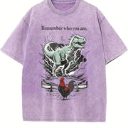 Remember Who You Are Dinosaur Vintage Washed T-Shirt in Purple