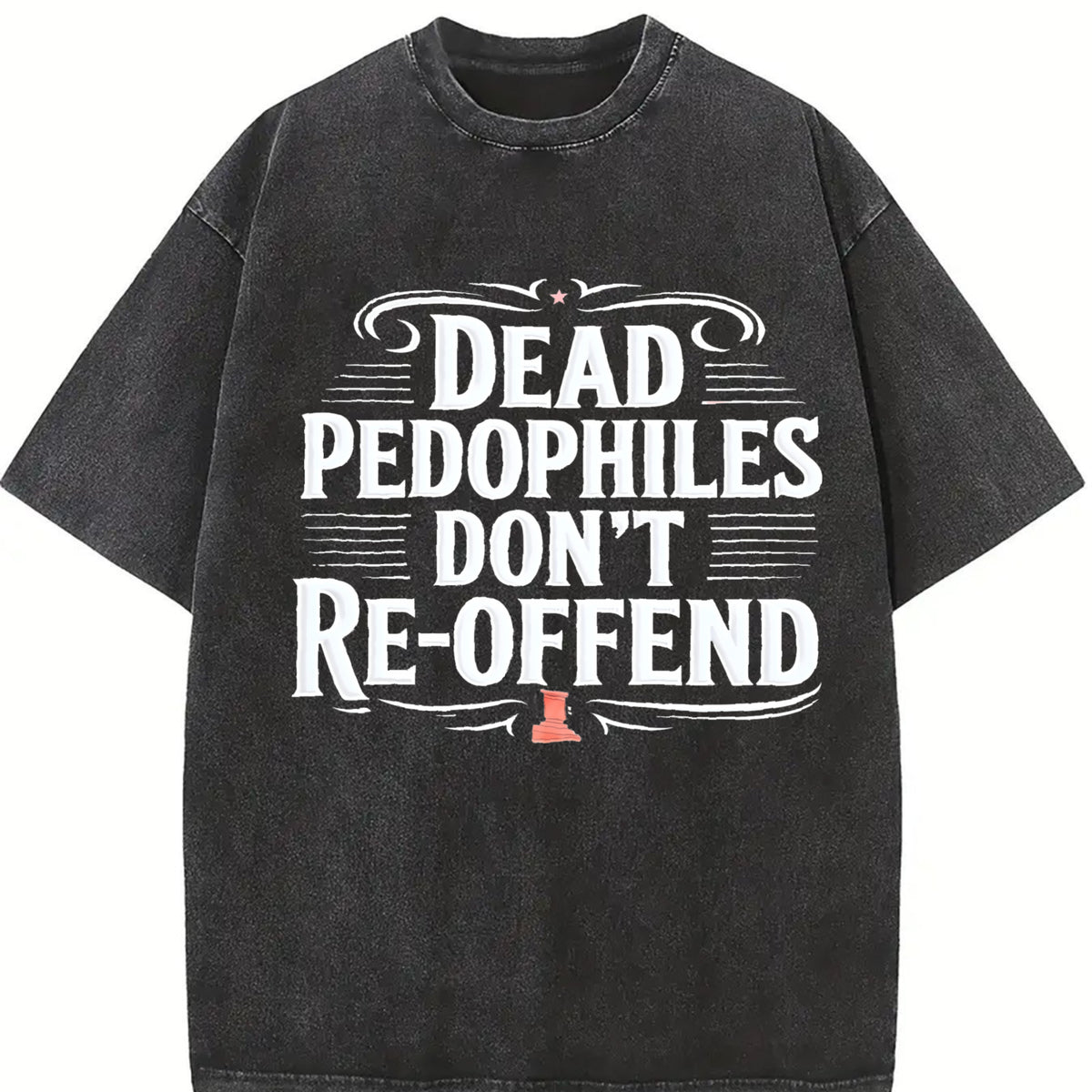 Dead Pedophiles Don't Re-offend Text Tank Vintage Washed T-Shirt in Black