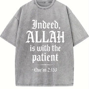 Qur’an 2:153 – Faith with Bold Patience Verse Christian vintage washed oversized T-shirt in Gray