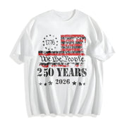 250th America Anniversary: US 250 Years Patriotic Cotton T-Shirt in White