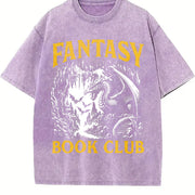 Fantasy Book Club Dragon Reader Vintage Washed T-Shirt in Purple