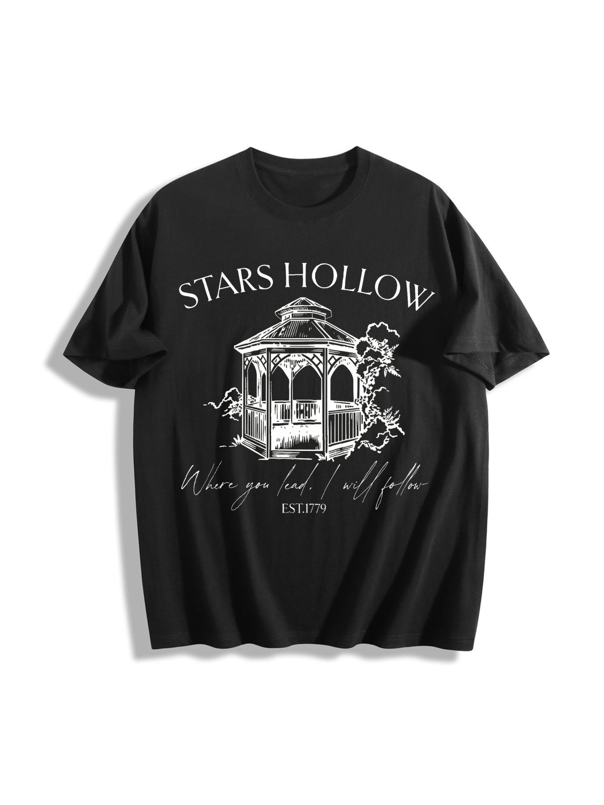 Stars Hollow Nostalgia Cotton T-Shirt in Black