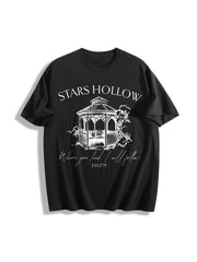 Stars Hollow Nostalgia Cotton T-Shirt in Black