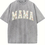Floral Mama Strong Woman Vintage Washed T-Shirt in Gray