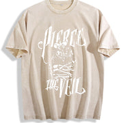 Distressed Retro with for Attire ( ) Vintage Washed T-Shirt in Beige