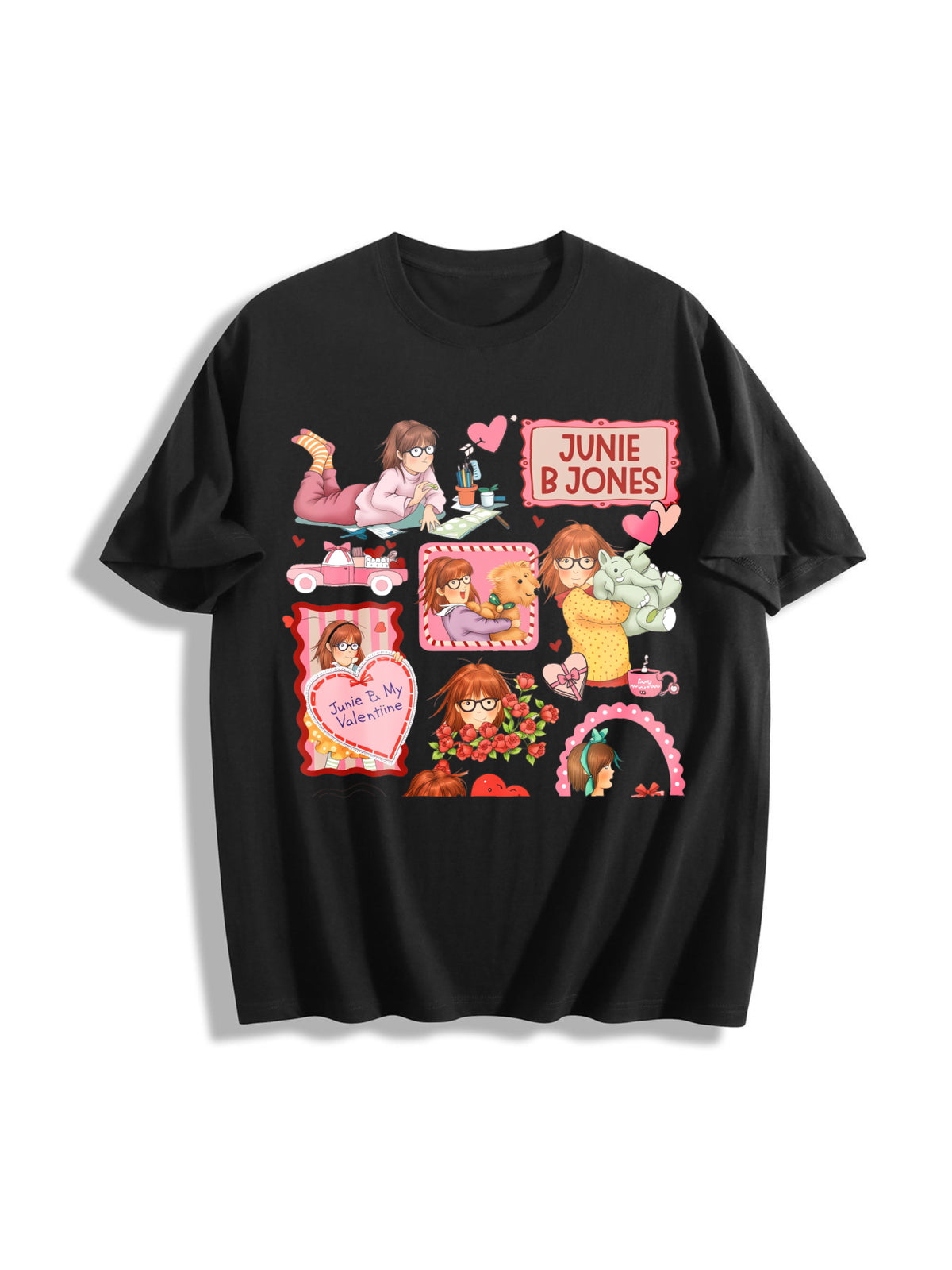 Junie B Jones Valentine Doodle Cotton T-Shirt in Black