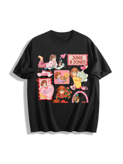 Junie B Jones Valentine Doodle Cotton T-Shirt in Black