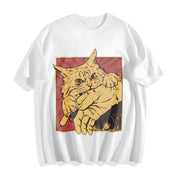 Cat Bite Anime Kitty Cotton T-Shirt in White
