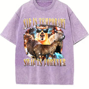Sad Is Temporary Swag Is Forever 90s Vintage Washed T-Shirt in Purple