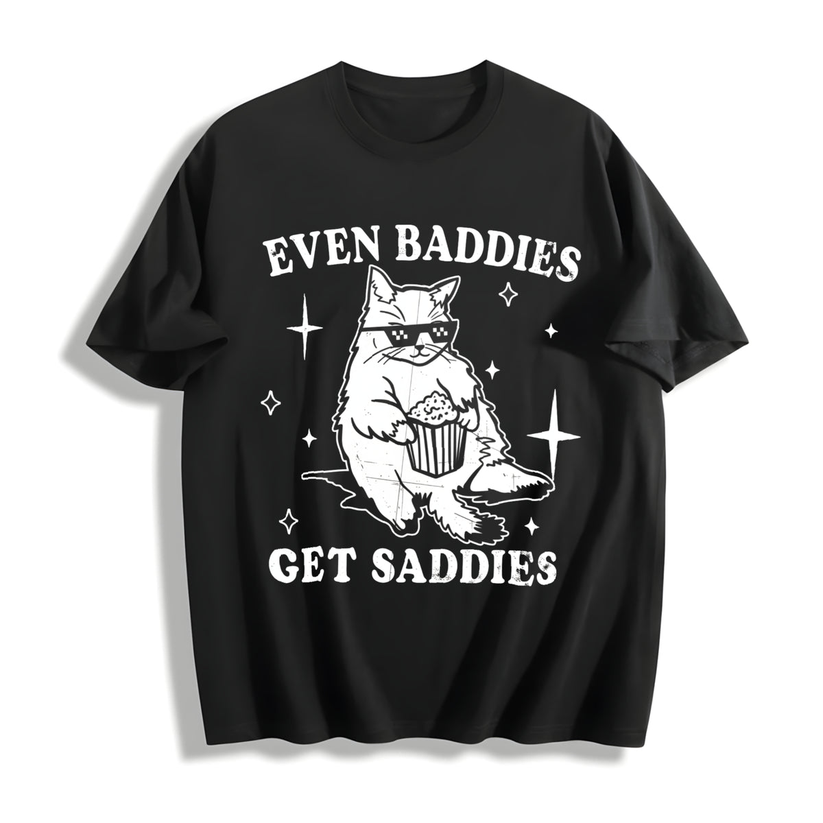 Even Baddies Get Saddies Cotton T-Shirt in Black