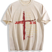 ✝️ JOHN 3:16 Love Jesus God Vintage Washed T-Shirt in Beige