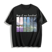 Keep It 100 Land Sea Sky Cotton T-Shirt in Black