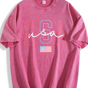 USA 4th Of July Patriotic vintage washed oversized T-shirt in Red