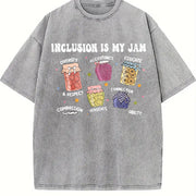Inclusion Is My Jam Vintage Washed T-Shirt in Gray