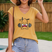 Sanrio Pochacco Weightlifting Sleeveless Vest Women's Color Cotton Tank Top in Yellow