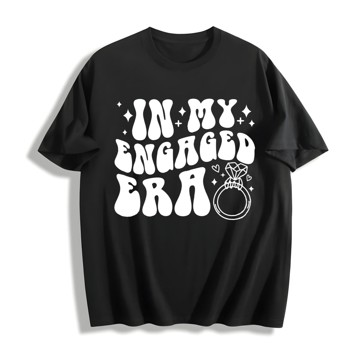 In My Engaged Era Engagement Cotton T-Shirt in Black
