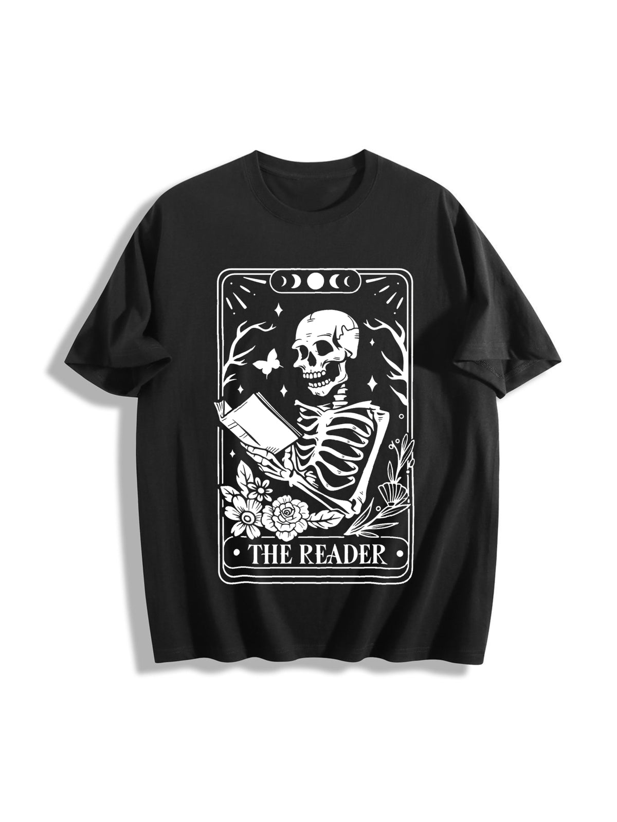 The Reader Tarot Card Cotton T-Shirt in Black