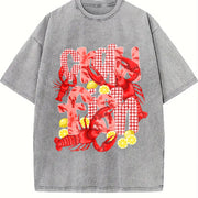 Crawfish Boil Vintage Washed T-Shirt in Gray