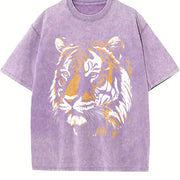 Tiger Retro Animal 90s Animal for Tiger Lover vintage washed oversized T-shirt in Purple