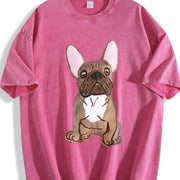 French Bulldog for Seasons Vintage Washed T-Shirt in Red