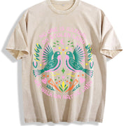 No One Is Illegal on Stolen Land! Big Fan of Human Rights Vintage Washed T-Shirt in Beige