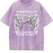 My Brother Is My Guardian Angel Vintage Washed T-Shirt in Purple