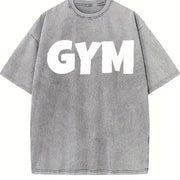 Dumbell Barbell Vintage Washed T-Shirt in Gray