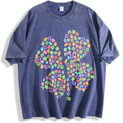Lucky Charms Four-Leaf Clover vintage washed oversized T-shirt in Blue