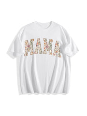 Mama Floral Mama Cotton T-Shirt in White