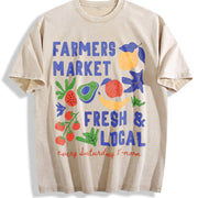 Stylish Retro Urban Vintage Washed T-Shirt in Beige