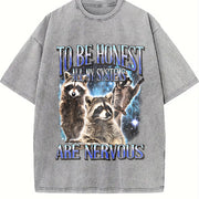 To Be Honest All My Systems Are Nervous Vintage Washed T-Shirt in Gray