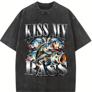 Kiss My Bass 90s Bootleg Rap Vintage Washed T-Shirt in Black