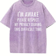 Premium I'm Awake Vintage Washed T-Shirt in Purple