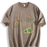 Allomyrina Dichotoma Insect Lover S~5XL and Batik vintage washed oversized T-shirt in Brown