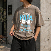 Papa Father's Day Birthday Vintage Washed T-Shirt in Brown